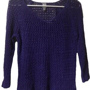 JC Penny  ~ Women’s ~ Purple  ~ Sweater ~   Medium ~ Crochet ~ Pullover